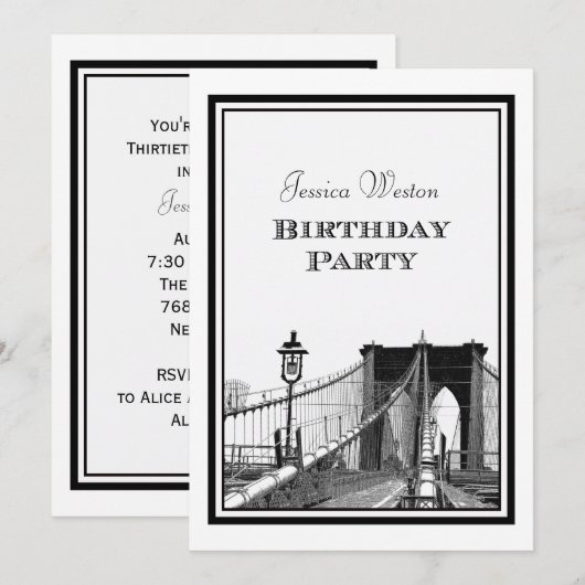 NYC Skyline Brooklyn Bridge #2 DIY Verjaardagsfees Kaart (Voorkant / Achterkant)