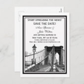NYC Skyline Brooklyn Bridge #2 Save the Date Aankondigingskaart (Voorkant / Achterkant)