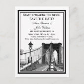 NYC Skyline Brooklyn Bridge #2 Save the Date Aankondigingskaart (Voorkant)