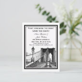 NYC Skyline Brooklyn Bridge #2 Save the Date Aankondigingskaart (Staand voorkant)