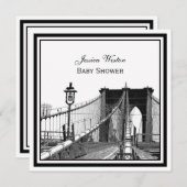 NYC Skyline Brooklyn Bridge #2 SQ Baby shower Kaart (Voorkant / Achterkant)