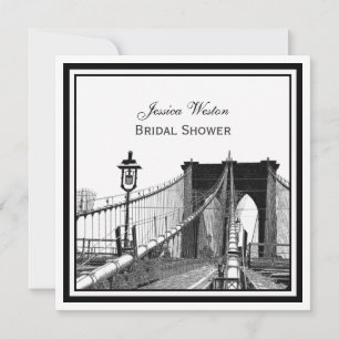 NYC Skyline Brooklyn Bridge #2 SQ Bruidsuitnodigin Kaart