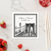 NYC Skyline Brooklyn Bridge #2 SQ Bruiloft Servetten (Insitu)