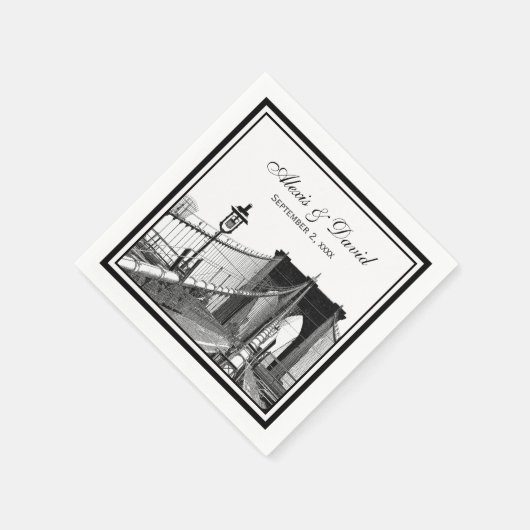 NYC Skyline Brooklyn Bridge #2 SQ Bruiloft Servetten (Hoek)