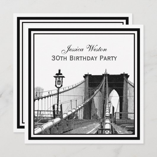 NYC Skyline Brooklyn Bridge #2 SQ verjaardagsfeest Kaart (Voorkant / Achterkant)