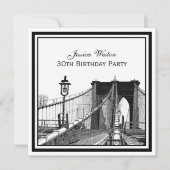 NYC Skyline Brooklyn Bridge #2 SQ verjaardagsfeest Kaart (Voorkant)