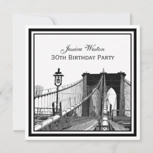 NYC Skyline Brooklyn Bridge #2 SQ Verjaardagsfeest Kaart