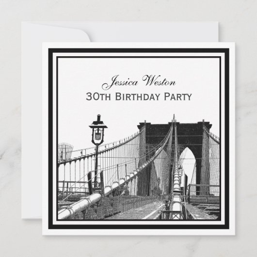 NYC Skyline Brooklyn Bridge #2 SQ verjaardagsfeest Kaart (Voorkant)