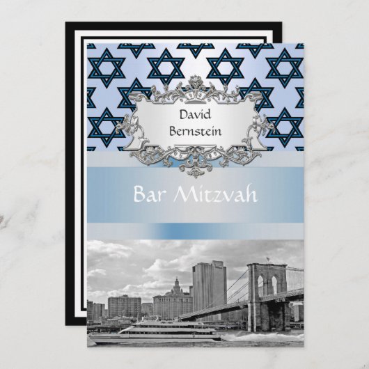 NYC Skyline Brooklyn Bridge Bar Mitswa #2 Kaart (Voorkant / Achterkant)