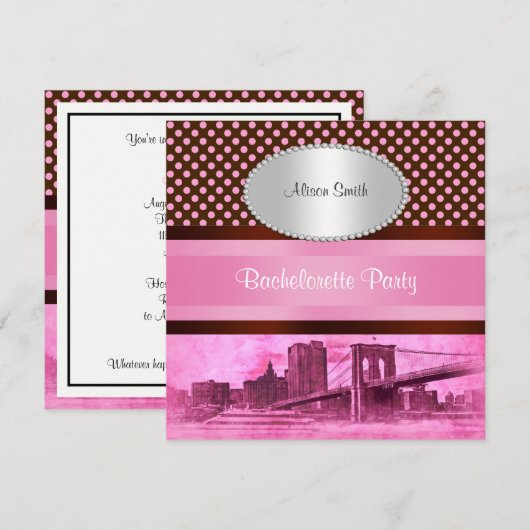 NYC Skyline Brooklyn Bridge Boat 3 Bachelorette Kaart (Voorkant / Achterkant)