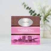 NYC Skyline Brooklyn Bridge Boat 3 Bachelorette Kaart (Staand voorkant)