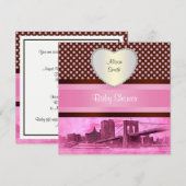 NYC Skyline Brooklyn Bridge Boat 3H Baby shower Kaart (Voorkant / Achterkant)