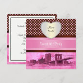 NYC Skyline Brooklyn Bridge Boat 3H Sweet 16 Kaart (Voorkant / Achterkant)