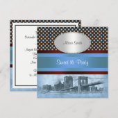 NYC Skyline Brooklyn Bridge Boat 4 Sweet 16 Kaart (Voorkant / Achterkant)