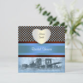 NYC Skyline Brooklyn Bridge Boat 4P Vrijgezellenfe Kaart (Staand voorkant)