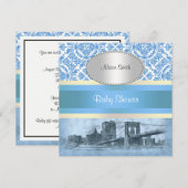 NYC Skyline Brooklyn Bridge Boat 6 Baby shower Kaart (Voorkant / Achterkant)