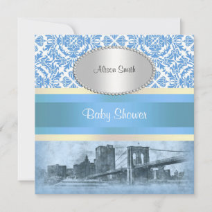 NYC Skyline Brooklyn Bridge Boat 6 Baby shower Kaart