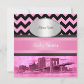 NYC Skyline Brooklyn Bridge Boat 8P Baby shower Kaart (Voorkant)
