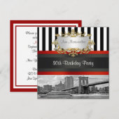 NYC Skyline Brooklyn Bridge, Boat Birthday Invite Kaart (Voorkant / Achterkant)