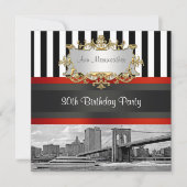 NYC Skyline Brooklyn Bridge, Boat Birthday Invite Kaart (Voorkant)