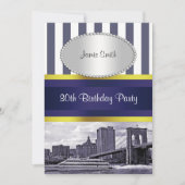 NYC Skyline Brooklyn Bridge Boat Blue Wt2 Birthday Kaart (Voorkant)