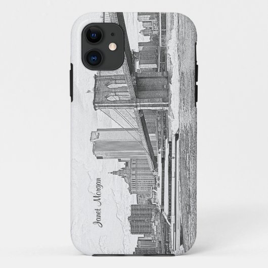 NYC Skyline Brooklyn Bridge Boat Etched Kijk #3 Case-Mate iPhone Case (Achterkant)