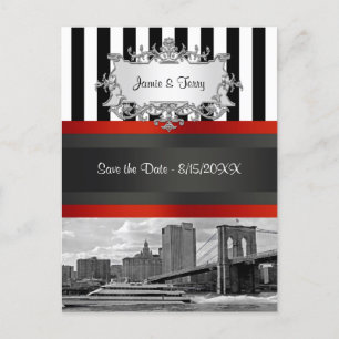 NYC Skyline Brooklyn Bridge, Boat Invitation Suite Aankondigingskaart
