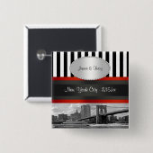 NYC Skyline Brooklyn Bridge Boat P Wedding Pin Vierkante Button 5,1 Cm (Voorkant /achterkant)