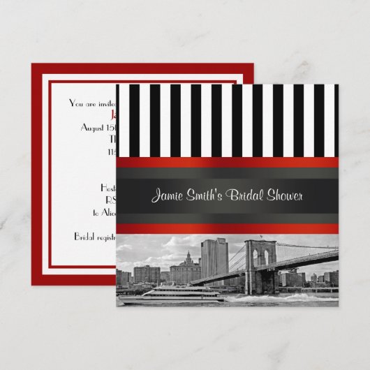 NYC Skyline Brooklyn Bridge, Boat Vrijgezellenfees Kaart (Voorkant / Achterkant)