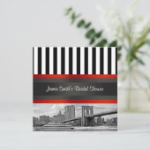 NYC Skyline Brooklyn Bridge, Boat Vrijgezellenfees Kaart (Staand voorkant)