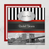 NYC Skyline Brooklyn Bridge, Boat Vrijgezellenfees Kaart (Voorkant / Achterkant)