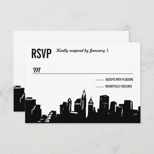 NYC Skyline | Bruiloft RSVP Kaarten (Voorkant / Achterkant)