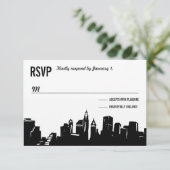 NYC Skyline | Bruiloft RSVP Kaarten Kaartje (Staand voorkant)
