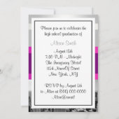 NYC Skyline BW 05 White Hot Pink Afstuderen nodigt Kaart (Achterkant)