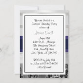 NYC Skyline BW 05 White Navy 2 Sweet 16 Uitnodigen Kaart (Achterkant)