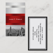 NYC Skyline BW 05 White Red Invite Suite Visitekaartje (Voorkant / Achterkant)