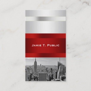 NYC Skyline BW 05 White Red Invite Suite Visitekaartje
