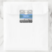 NYC Skyline BW 05 Wit Blauw 2 Bedankt Vierkante Sticker (Tas)