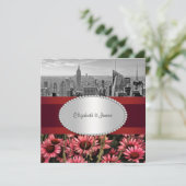 NYC Skyline BW 1A High Line Bloemen 1 Huwelijk Kaart (Staand voorkant)