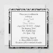 NYC Skyline BW 431 Damask bruiloft uitnodiging (Achterkant)