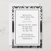 NYC Skyline BW 431 Damask Sweet 16 Party Invite V Kaart (Achterkant)