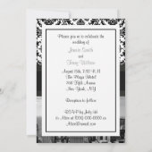 NYC Skyline BW 431 Damask Wedding Invitation V Kaart (Achterkant)