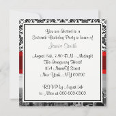 NYC Skyline BW 432 Damask - Sweet 16 Party Invite Kaart (Achterkant)