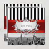 NYC Skyline BW B2 bruiloft uitnodiging F2 (Voorkant / Achterkant)