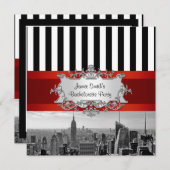 NYC Skyline BW B2 vrijgezellenfeest uitnodiging (Voorkant / Achterkant)