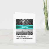 NYC Skyline Bw B3 Damask F2 Opmerking Bedankkaart (Achterkant)