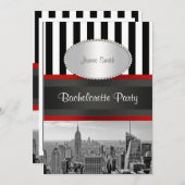 NYC Skyline BW Black White Stripe 2P Bachelorette Kaart (Voorkant / Achterkant)