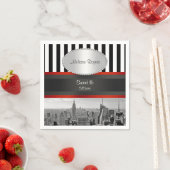 NYC Skyline BW Black White Stripe P Sweet 16 Servet (Insitu)