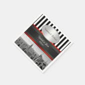 NYC Skyline BW Black White Stripe P Wedding Servetten (Hoek)