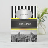 NYC Skyline BW Blk Whk Strp Yellow P Vrijgezellenf Kaart (Staand voorkant)